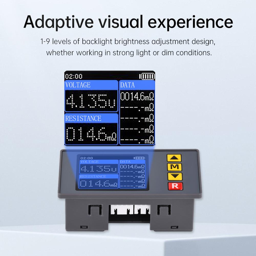 TS457 DC5V 4-wire Method Voltage Internal Resistance Tester 1.77-inch TFT Colour Screen 18650 Battery Internal Resistance Tester