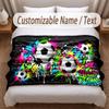 Voetbal Thema Zachte Deken Gepersonaliseerd Aangepaste Naam Tekst Print Warme Deken Huis Sofa Slaapkamer Decor