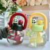 Creative With Straw Kids Water Sippy Cup Plastic Cartoon Portable Drink Bottle 600/800ml Cute Transparent Bottle Home