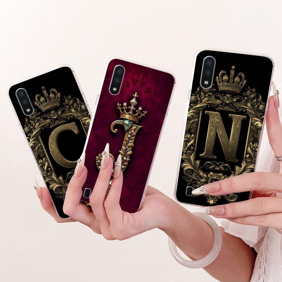 For Samsung Galaxy A01 M01 Case SM-A015F SM-M015F Silicone Cover Fashion Letter Crown Soft Phone Shell For Samsung A01 Core Capa