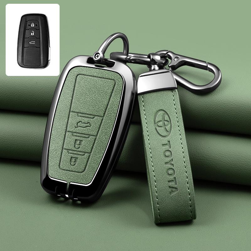 Leather Car Smart Remote Key Case Cover Shell for Toyota Avalon Camry RAV4 Prius CHR C-HR Corolla Land Cruiser Prado Keychain