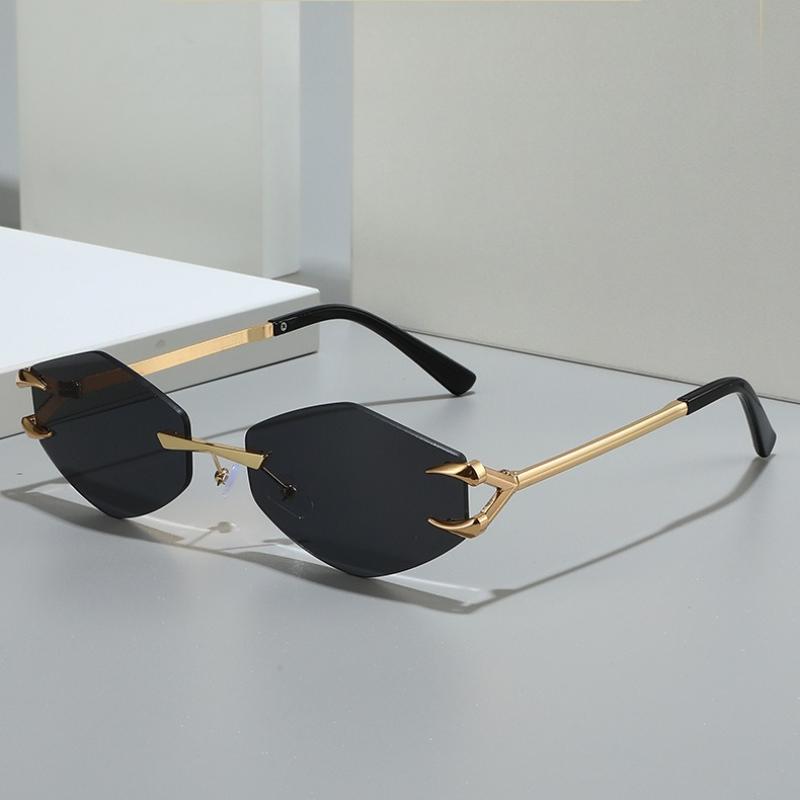 Stylish Rimless Square Sunglasses UV Protection 400 Retro Gradient Frameless Sunglass High Quality Small Frame Popular Alloy Metal Eyewear