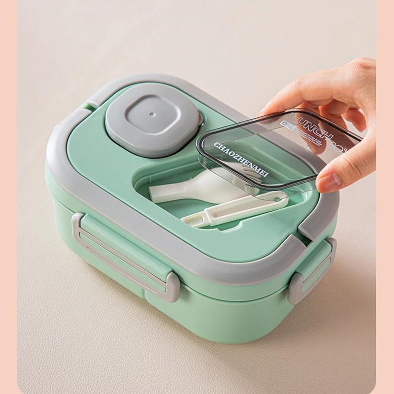 1200Ml Lunch Box Portable Office Microwave Oven Bento Box with Handle Student Compartment Lunch Box with Fork and Spoon