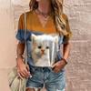 Roztomilé dámské tričko s potiskem kočky, tričko, kreslené, výstřih do V, krátký rukáv, Streetwear, dámské oblečení, grafická trička, ležérní, dívčí svetr