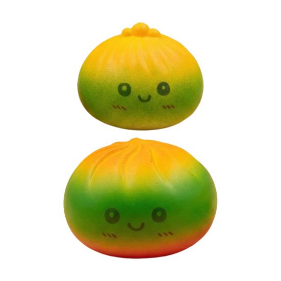 Gradient Cartoon Steamed Bun Toy Slow Rebound Stretchy Simulated Dumpling Squeeze Toy Portable Smiling Bun Hand Exercise Relaxation Tool