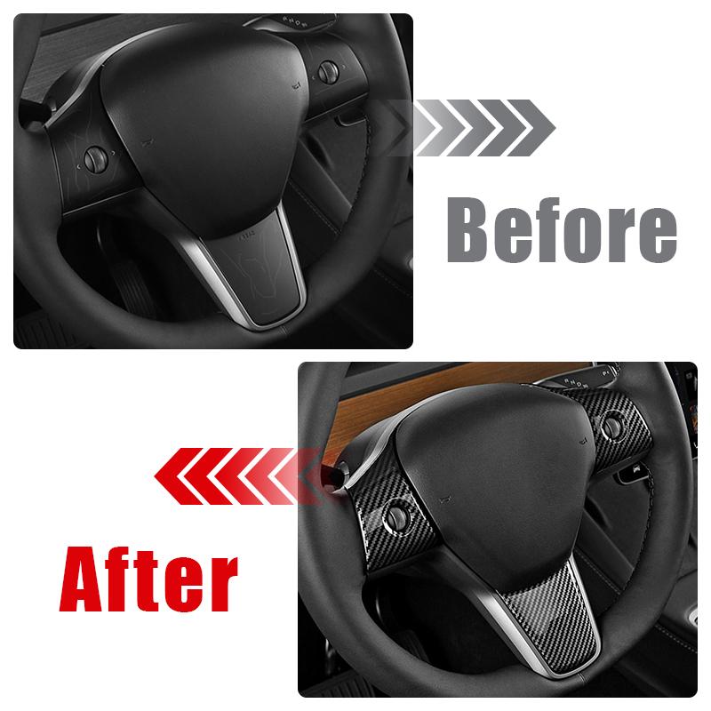 For Tesla Model 3 Y 2017 2018 2022 2023 2024 Car Steering Wheel Sequins Frame Sticker Decoration Cover Case