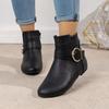 Dames Enkellaarsjes Platte Hak Mode Laarsjes Mode Gespsluiting Rits Casual Schoenen Ronde Neus Effen Dameslaarzen Zapatos Mujer