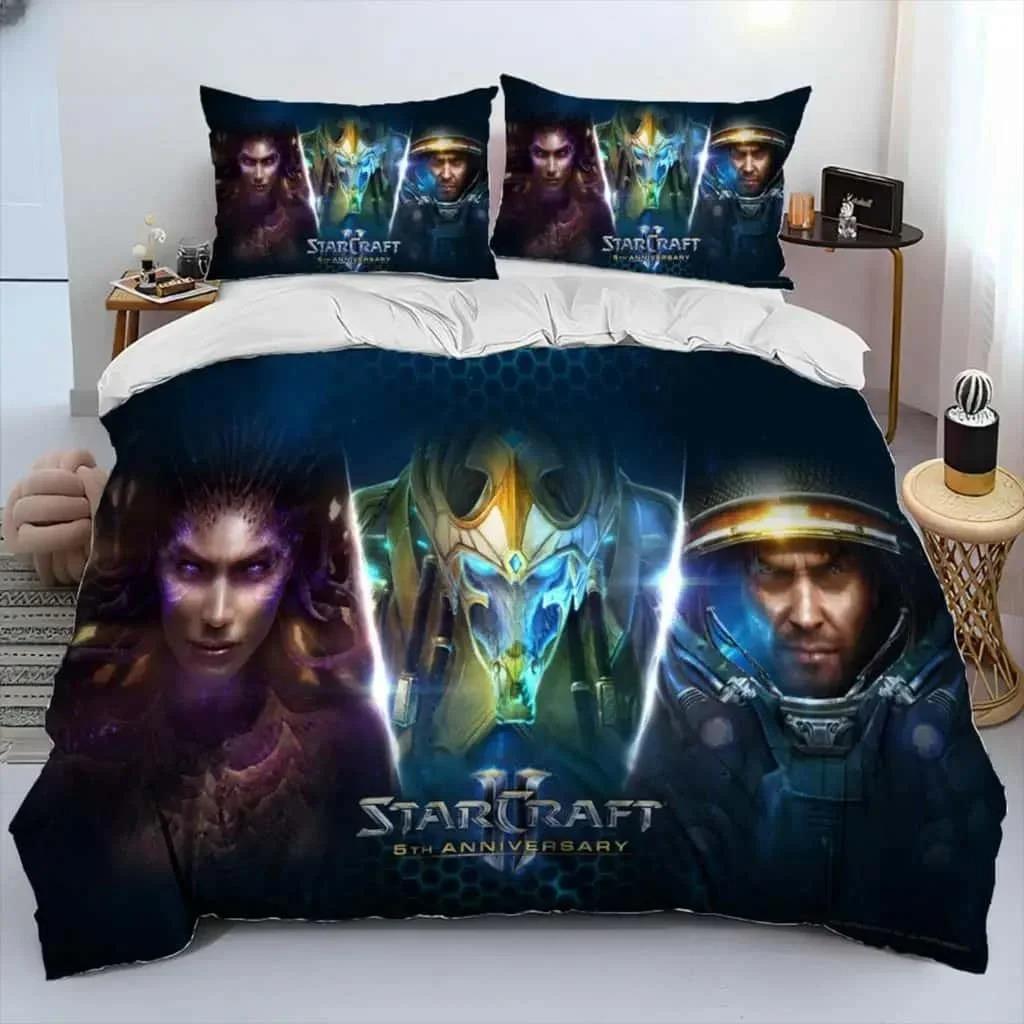 HD Print Game StarCraft Comforter Bedding Set Duvet Cover Bed Set Quilt Cover Pillowcase King Queen Size Home Textiles