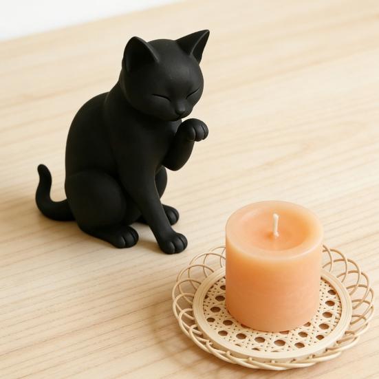 Schwarzes Katzenmodell, Mini-Katzenform-Ornament, 3D-gedruckte mattschwarze Dekorationsfigur für Schreibtisch, Eingangsbereich, Schlafzimmer