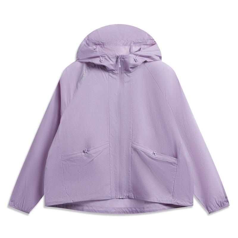 Li Ning Outdoor CF Lightweight Cooling Water-Resistant UPF 50+ Drawstring Loose Sun Protection Jacket Women Jackets Trail-Purple AFDW212-3
