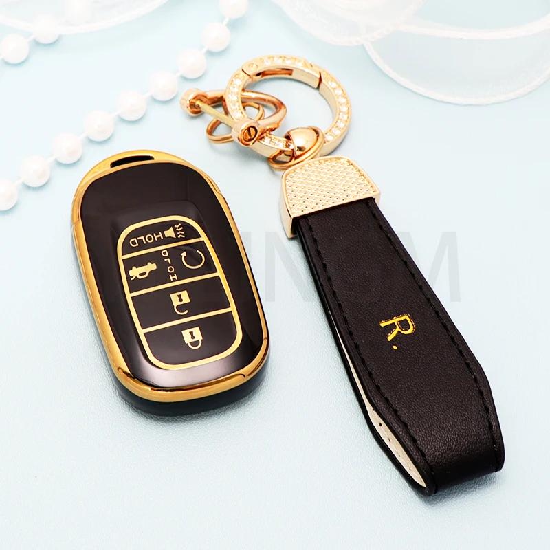 TPU Car Key Case Cover For Honda Civic Accord HR-V CR-V CRV 2021 2022 2023 5Buttons Auto Keychain Shell Fob Holder Accessories