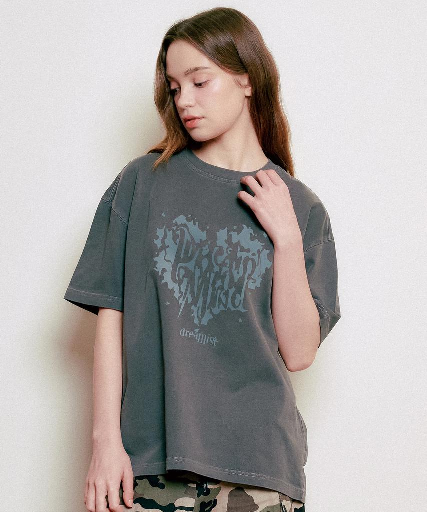 WILDROCK Hollysheesh Dreamist Heart Pigment Oversized Short Sleeve T-Shirt_6 Colors (Crop Included) (Type B)