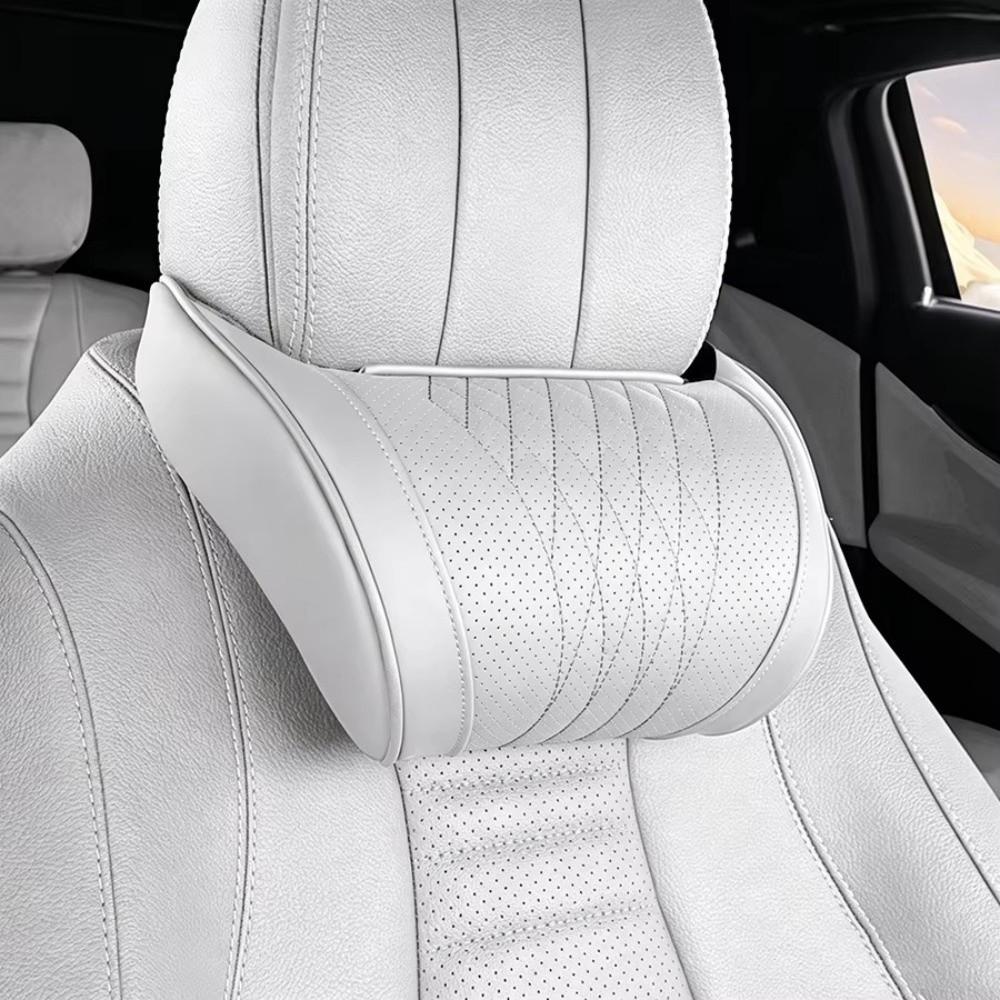 Leather Cover Car Seat Neck Pillow Breathable Fabric Auto Cervical Cushion Car Headrest Cushion