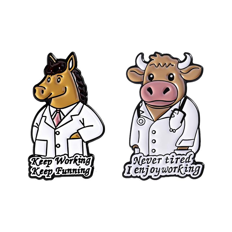 2-13pcs/set Cartoon Animal Doctor Enamel Pins Medical Stethoscope Medicine Symbol Body Organs Brooches Lapel Badge Jewelry Gifts