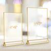 Transparent Acrylic Golden Sign Holder DIY Elegant Table Cards Picture Frame with Base Durable Menu Card Rack