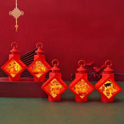 Diamond-shaped Hand-held Small Lanterns Illuminated Wind Lanterns Decorative Atmosphere Wind Lanterns Desktop Ornaments