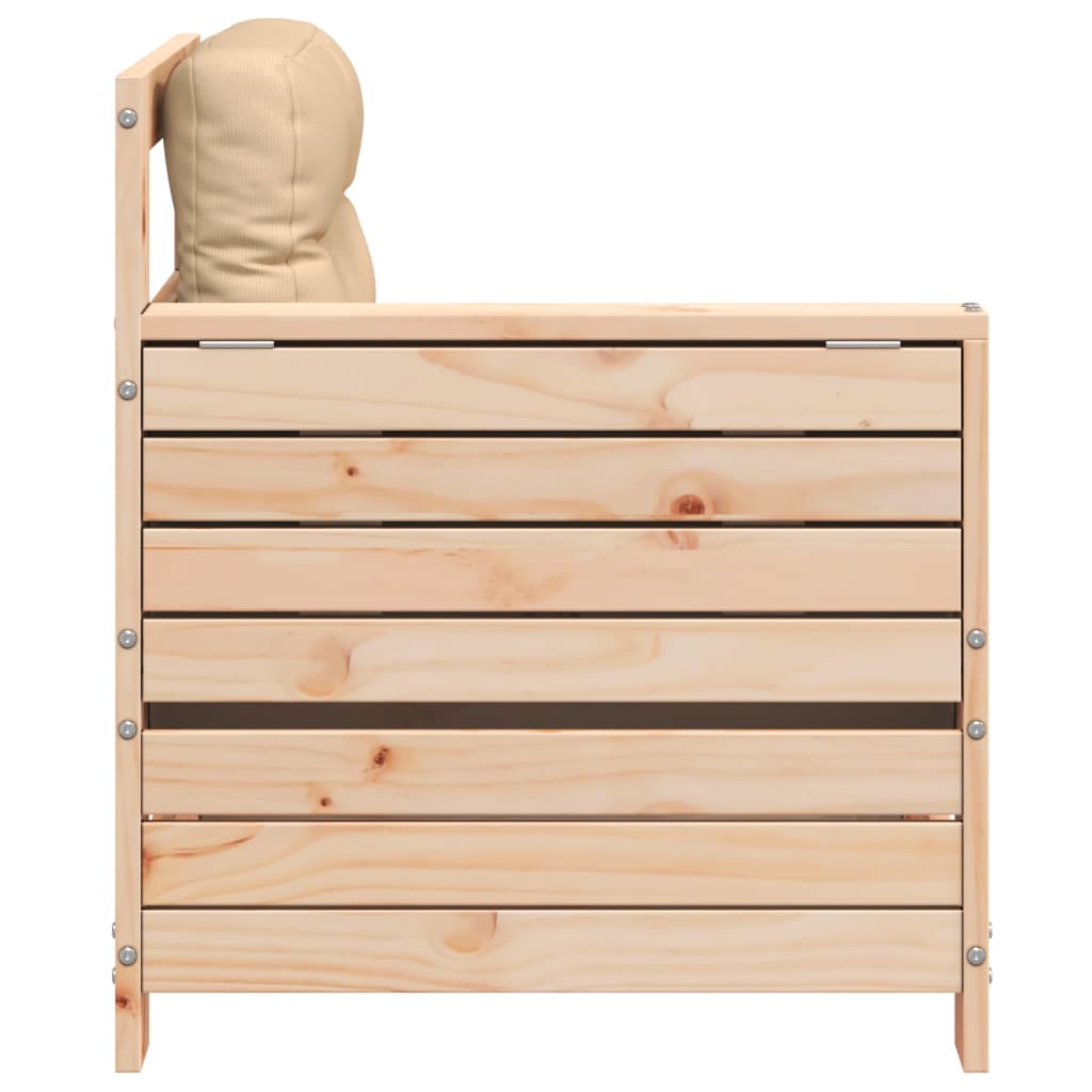 Garden Sofa with Armrests and Cushions Solid Pine Wood