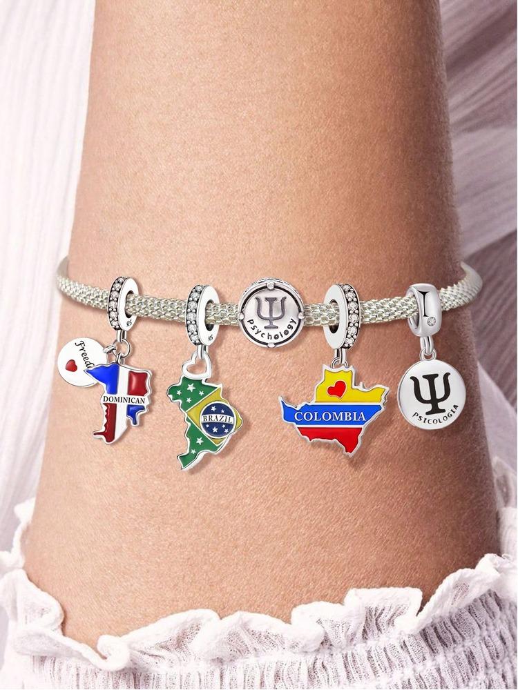 Copper Columbia Various Countries Pendant Charm Ball Suitable For Bracelets Diy For Women'S High Quality Jewelry