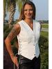 White Side Lace Vestcoat Women Waistcoat Leather Stylish Button Western Lambskin