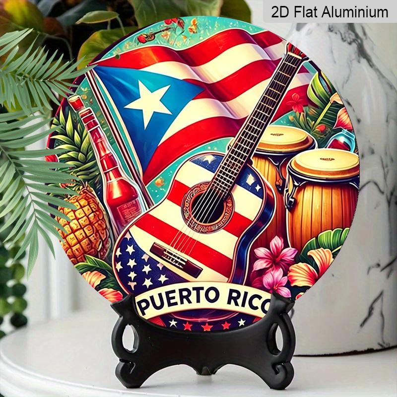 Plat 2D, 1 pièce Rond Cinco De Mayo Panneau Suspendu en Aluminium, Coloré Fiesta Mexicaine Danse Fleur Populaire Design Sombrero, Décor Mural en Métal Vibrant