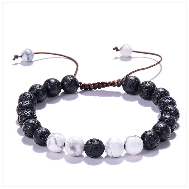 Zwarte Lavasteen Kroon Bedel Tijgeroog Kralen Armband Voor Mannen Vrouwen Gevlochten Armbanden Handgemaakt Verstelbaar Pulseira