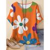 Cartoon Colorfu Flowers 3D Printed T-shirt Fashion Loose Summer Casual Short Sleeves Round Neck Womens T-Shirts