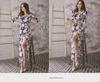 2023 Lace-Up Chiffon Print Wrap Dress with Waist Slit - Elegant Long Skirt