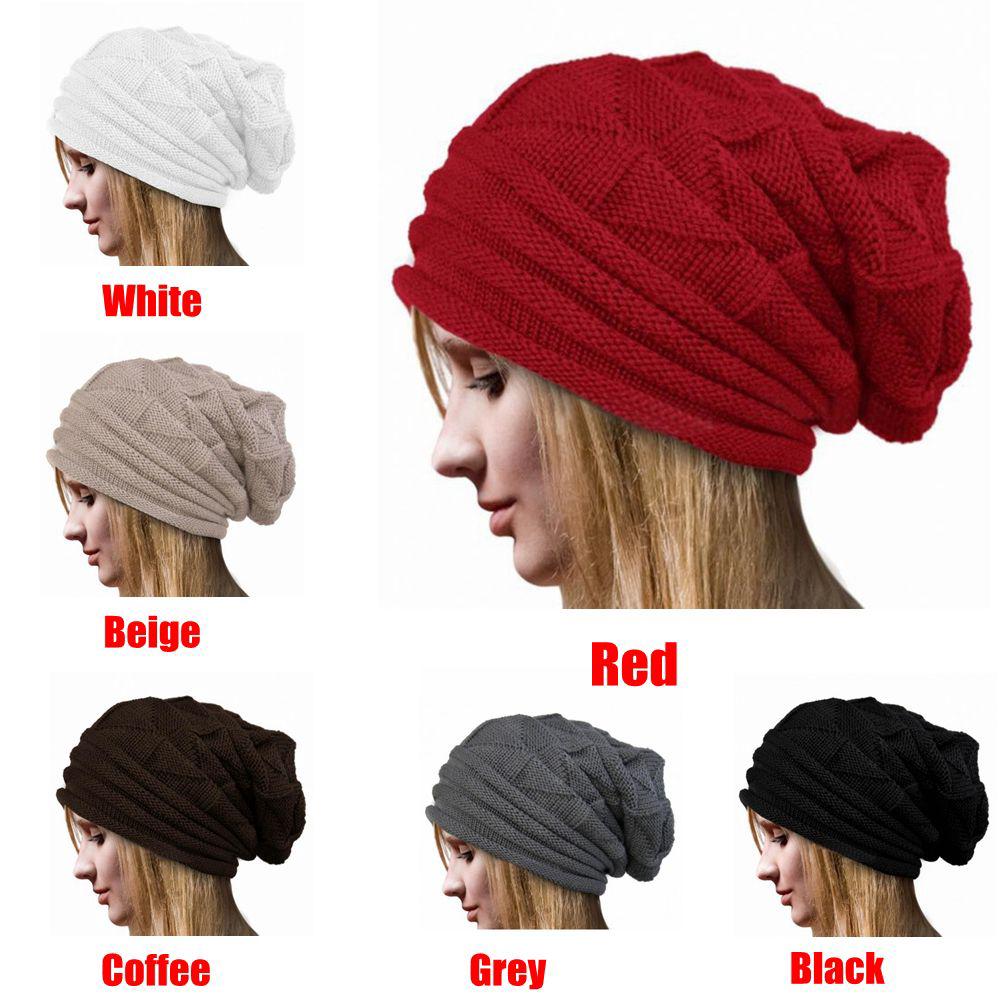 Fashion Skullies Solid Beanie Wool Knitted Crochet Hat Women Caps