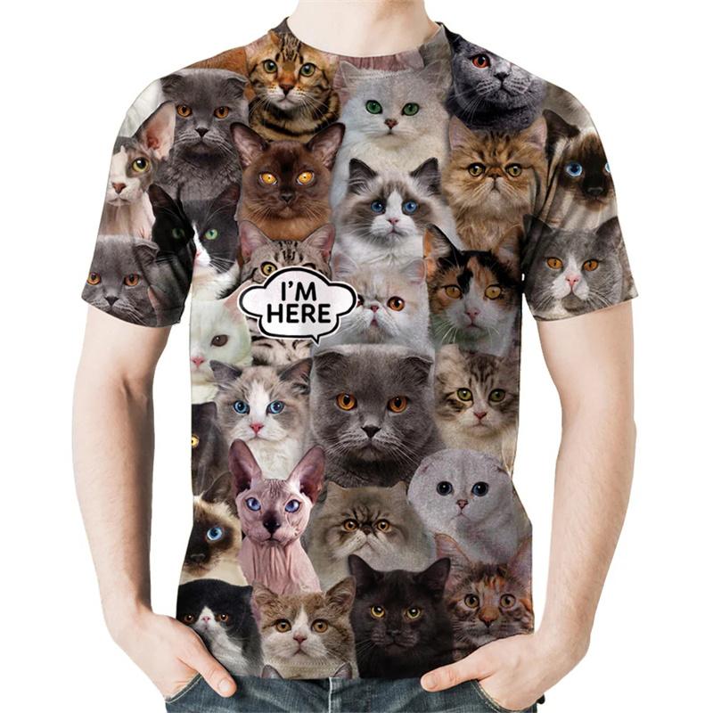 Funny New 3D Cute Animal Scottish Fold Cat Printing T Shirt Scottish Cat Graphic T-shirts Cats Lover Fashion Short Sleeves Tops