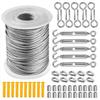 Ensemble 56 pièces 15m Câble en acier 2mm Câble en acier inoxydable Crochet Minikit Revêtu PVC Robuste Acier inoxydable 304