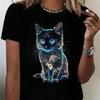 Tricou cu imprimeu de pisici de modă pentru femei