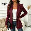 Damen Arbeitsjacke Damen Gestreifter Blazer mit Einem Knopf, Atmungsaktive Business Casual Jacke, Langärmeliger Mantel mit Reverskragen für den Herbst