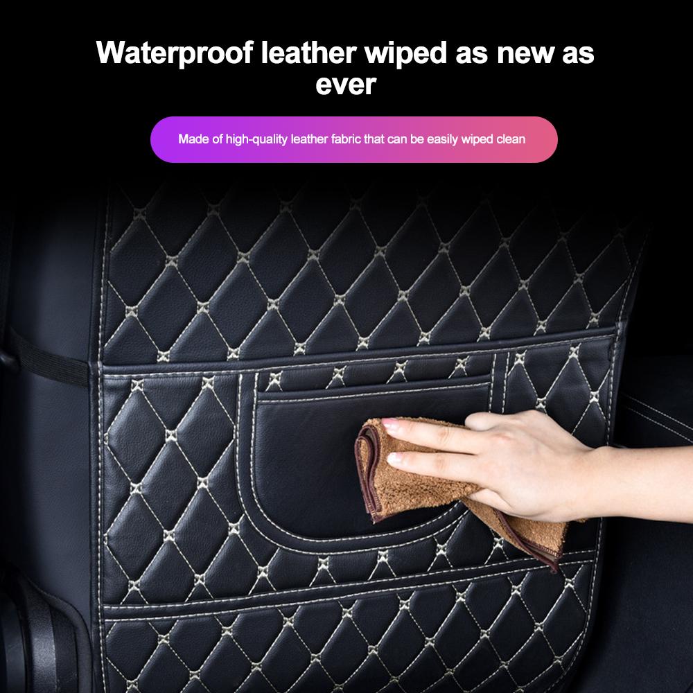 1PC Leather Car Seat Back Protector Cover Children Kids Anti-Kick Mat with Storage Bag Auto Back Seats Covers Vehicles Anti Child Kick Anti Dirt Pad