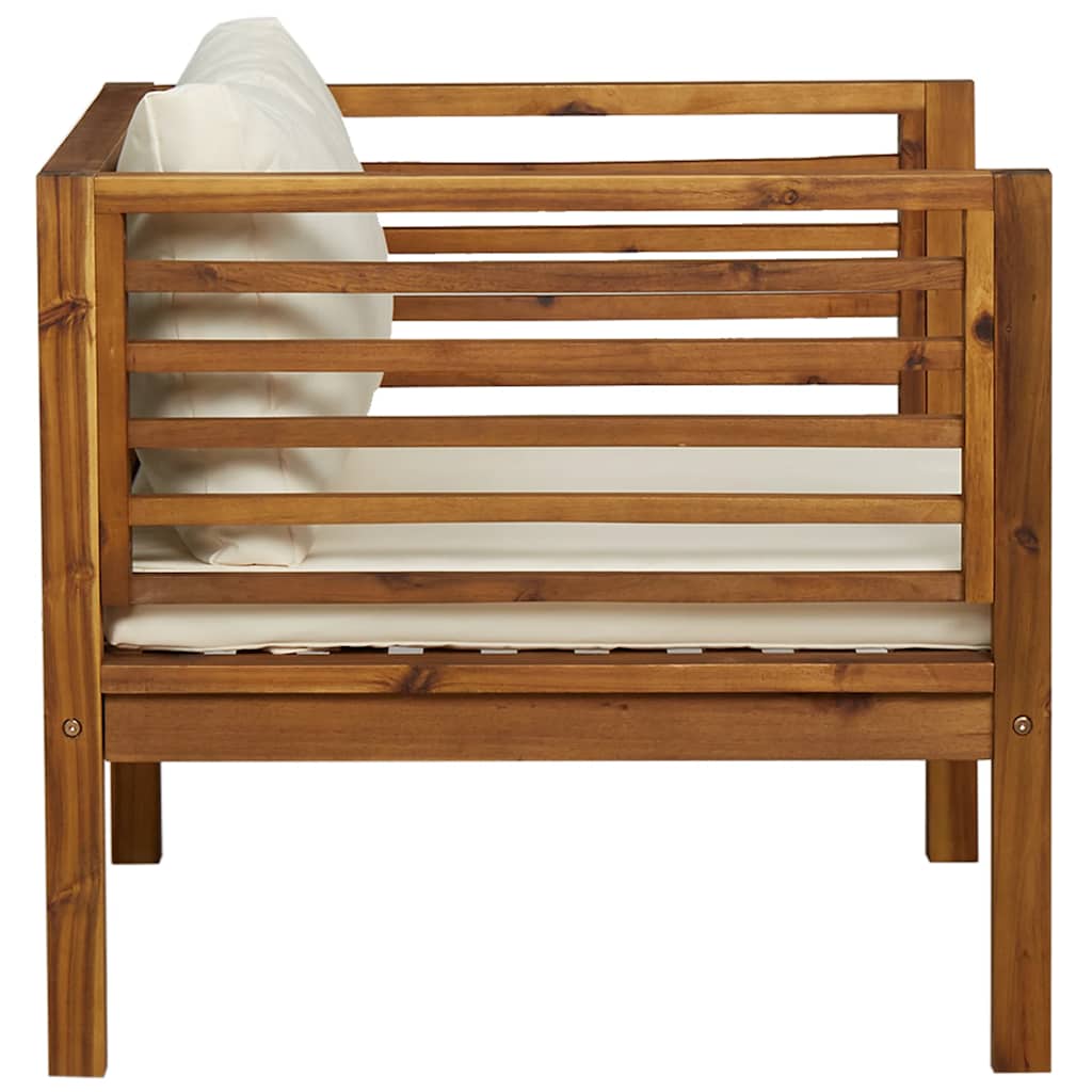 Vidaxl Garden Chair With Cream Cushions, Solid Acacia Wood