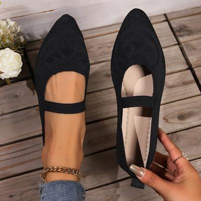 Chaussures plates tendance pour femmes, nouvelles chaussures à bout pointu, couleur unie, tricotées, à enfiler, décontractées, respirantes, ballerines, mocassins pour femmes
