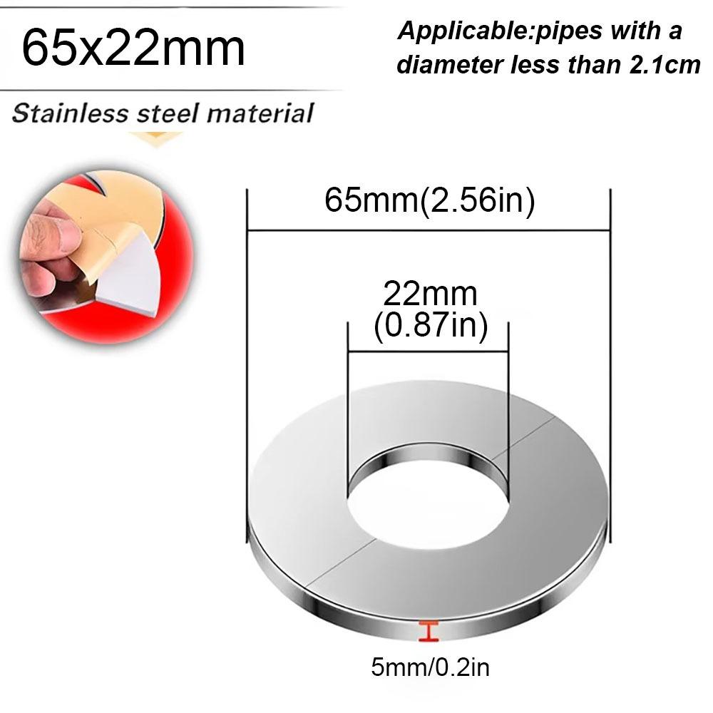 Useful Self-Adhesive Shower Faucet Cover Stainless Steel Silver Pipe Wall Covers Wall Flange