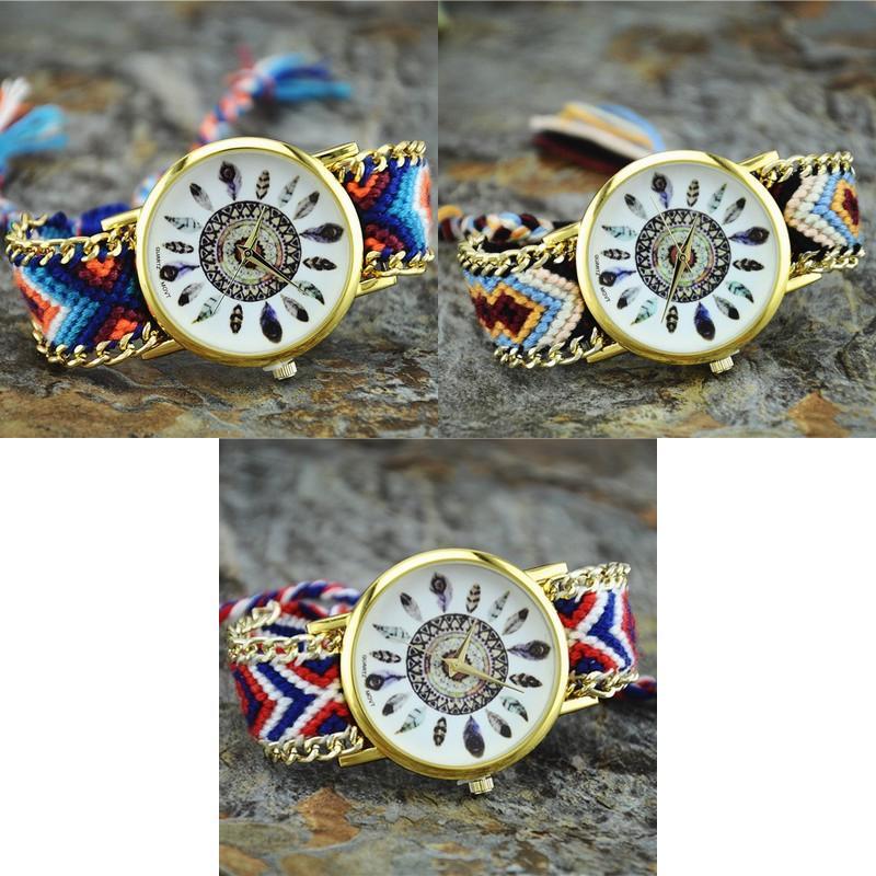 Orologio Intrecciato da Donna Dreamcatcher con Quadrante in Vetro per Regalo e Uso Casual