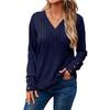 Autumn and Winter Women's Long-sleeved V-neck Shirt Solid Color Button-down T-shirt