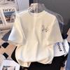 Cute Rabbit Smiling Face Printed White Pure Cotton Childrens Tshirt 2026 New Popular Summer Loose Top Parentchild Tshirt