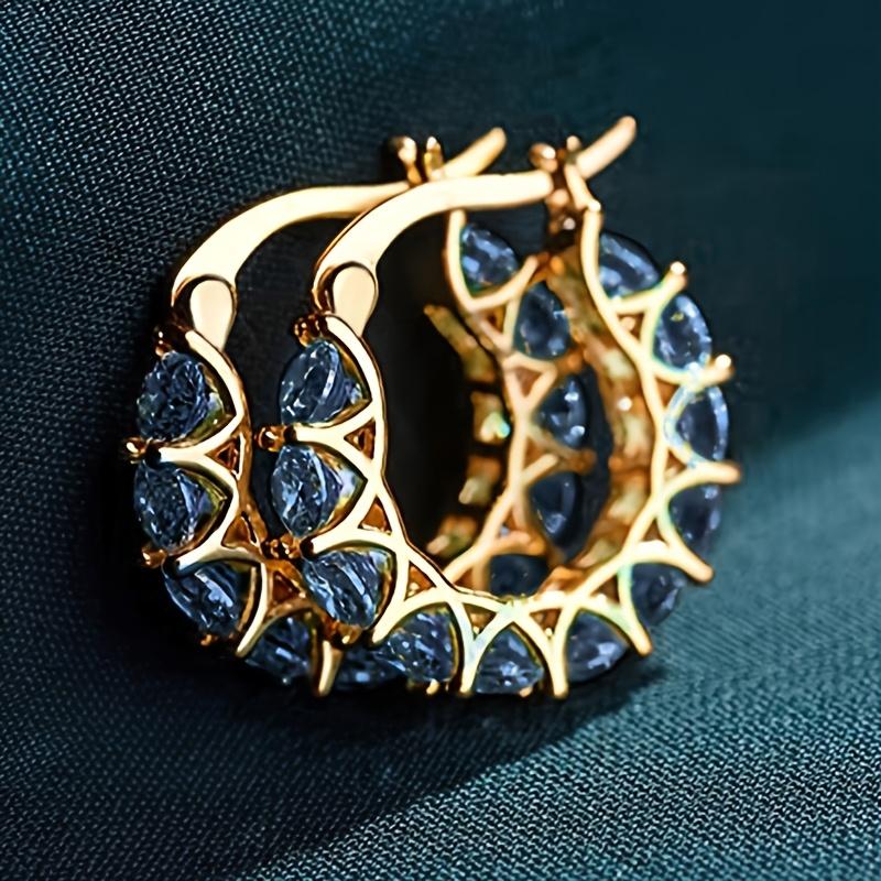 Exquisite Zirkon-Inlay-Kreis-Creolen für Damen, Verlobungsbankett Tägliches Tragen Modeschmuck, Funkelndes Geschenk für Sie