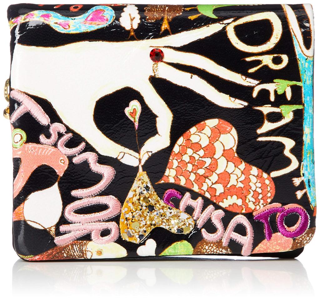 Tsumori Chisato Women's Happy Stuff Mini Folding Wallet, Black