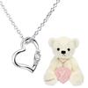 Colar de coração de diamante natural Teddy Bear Plush Toy Set April Diamond Pearl White Bear [Sears] Feminino 1491-tdt-01-w4