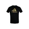 adidas Camiseta Deportiva de Running Unisex con Estampado de Logo de Letras Retro, Cuello Redondo, Manga Corta, Negro Dorado ADITSG2P-BG