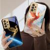 Reborn Golden Phoenix For Samsung A50 A51 A52 A53 A54 A55 56 14 15 13 16 26 31 32 33 34 35 70 71 72 73 Golden glass phone case