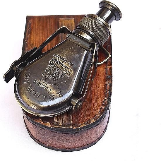 Small Single Brass Marine Vintage Binocular R, J Beck London 1857 Replica Model Antique Brass Finish
