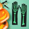 1 Pair Halloween Skeleton Gloves Ghost Hand Print Glow At Night Luminous Contrast Color Full Fingers Terrifying One Size Unisex Cosplay Performance