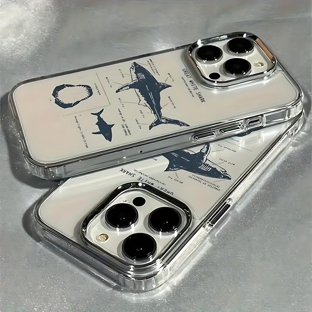 Summer Marine Shark Pattern Phone Case For iPhone 17 16e 16 15 14 13 12 11 Mini Pro Max X XR 8 7 Air Plus Transparent Soft Cover