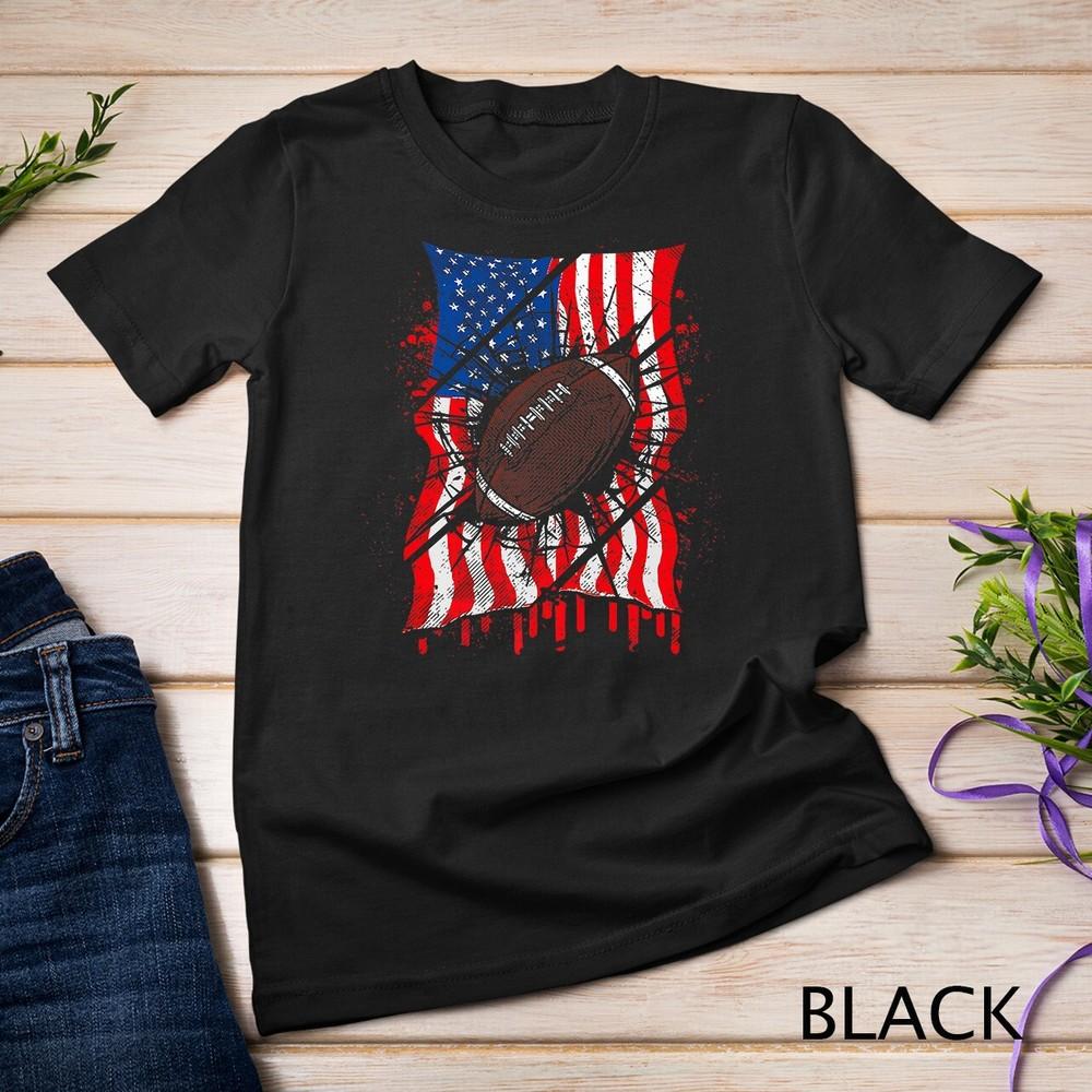 Patriotic Football 4th of July American Flag Boys Premium Unisex T-shirt