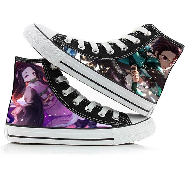 Dämon Slayer Druck Leinwand Schuhe Mode Anime Student Männer Frauen Unisex Casual Schuh Liebhaber Paare Schuhe