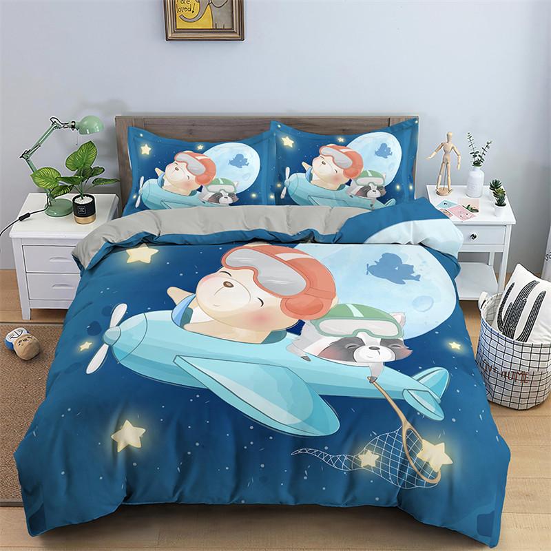 3D Cartoon Bettbezug Schönes Tier Bettwäsche Set Polyester Niedlicher Bär Panda Elefant Bettdeckenbezug Einzel für Kleinkind Kinder Kinderzimmer